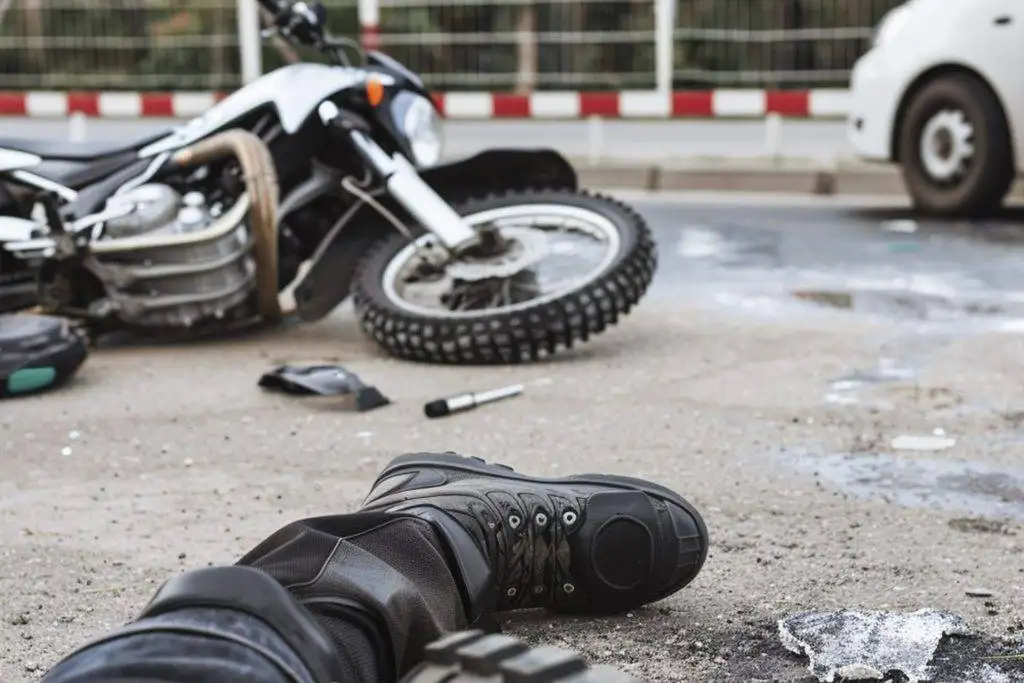Motorcycle accident on the road