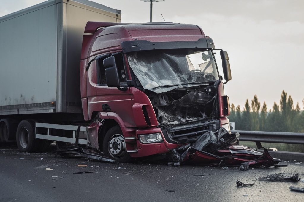 Truck accident on the road