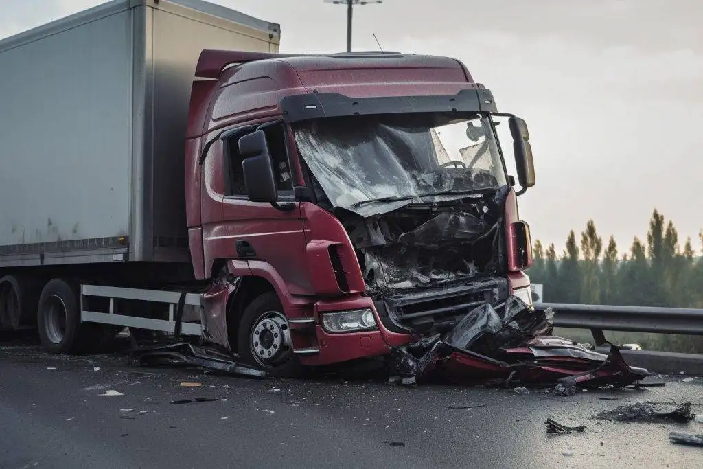 Truck accident on the road