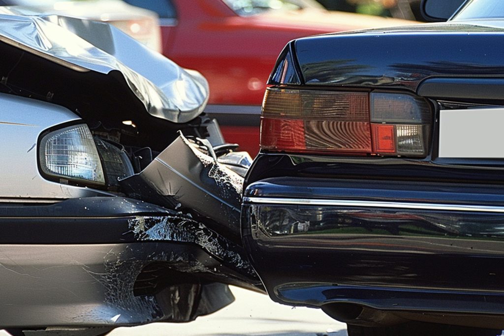close-up of a car accident collision in San Bernardino, California