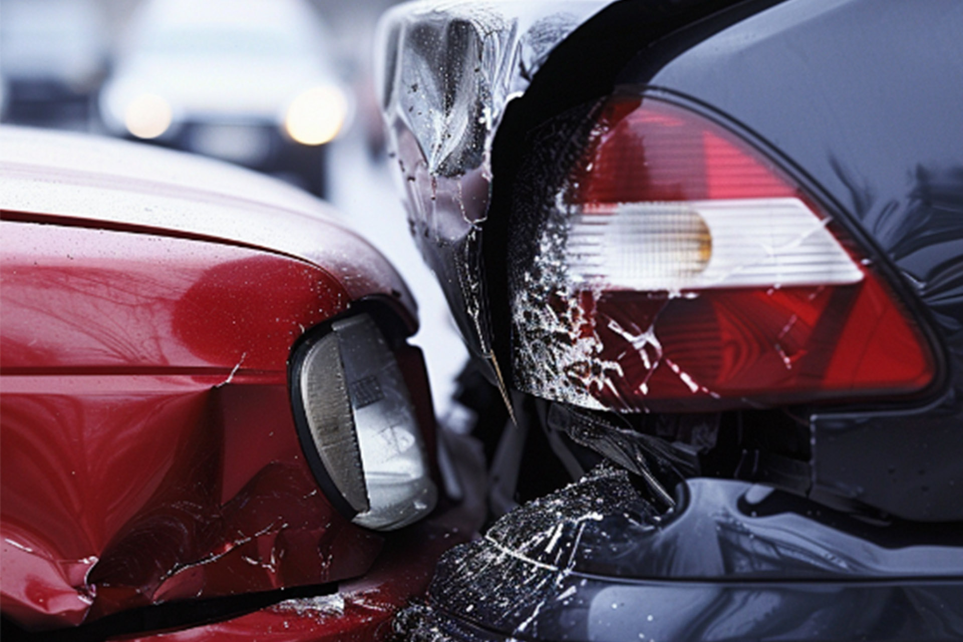 close-up of a rideshare car accident collision in Torrance, California