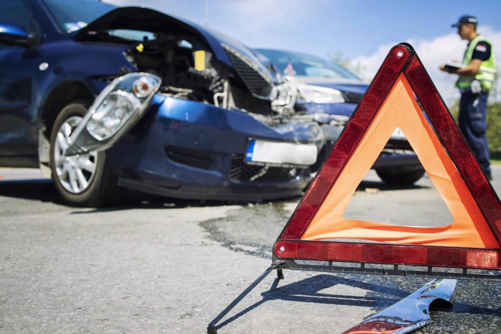 road accident with smashed cars