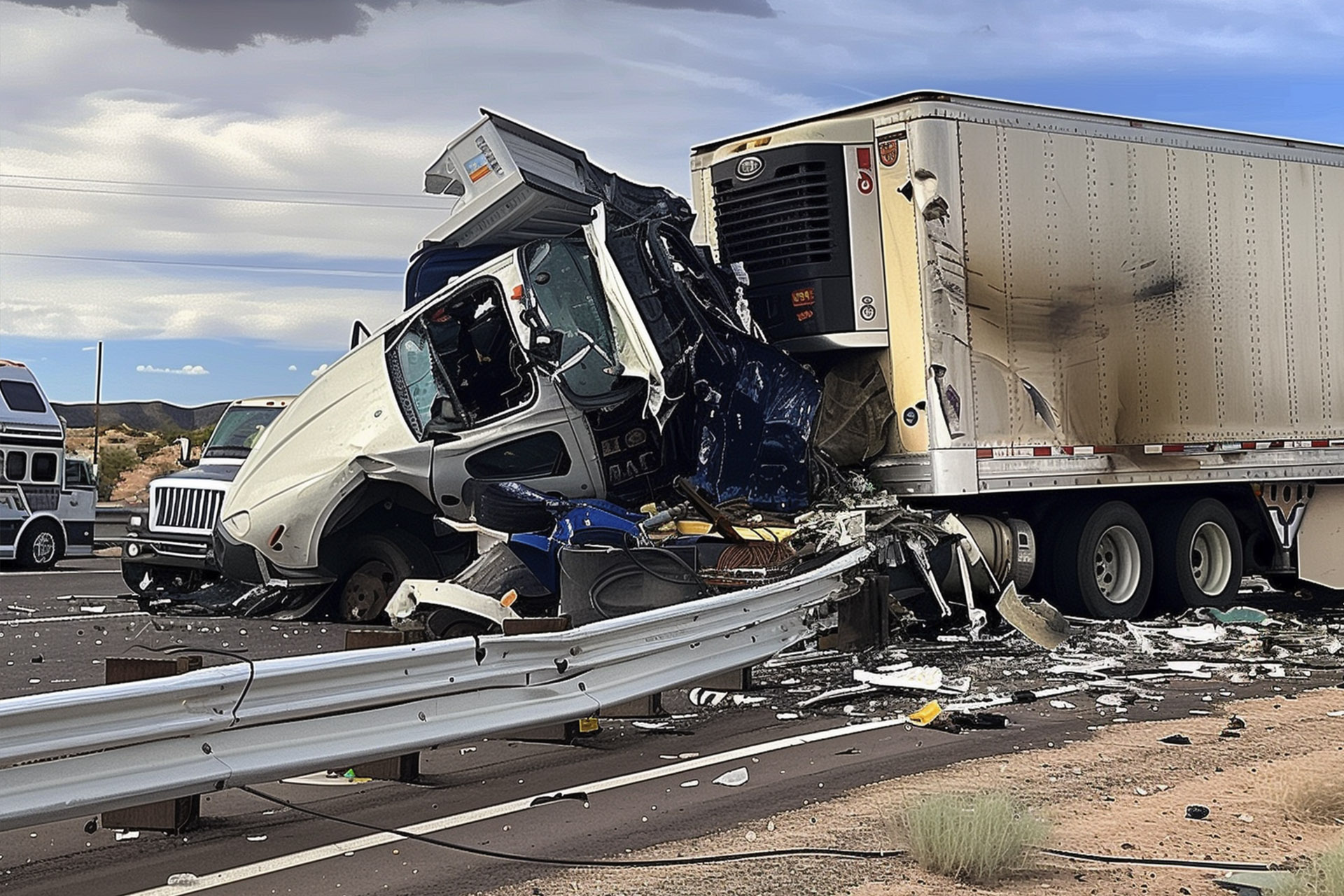 Truck accident in California road