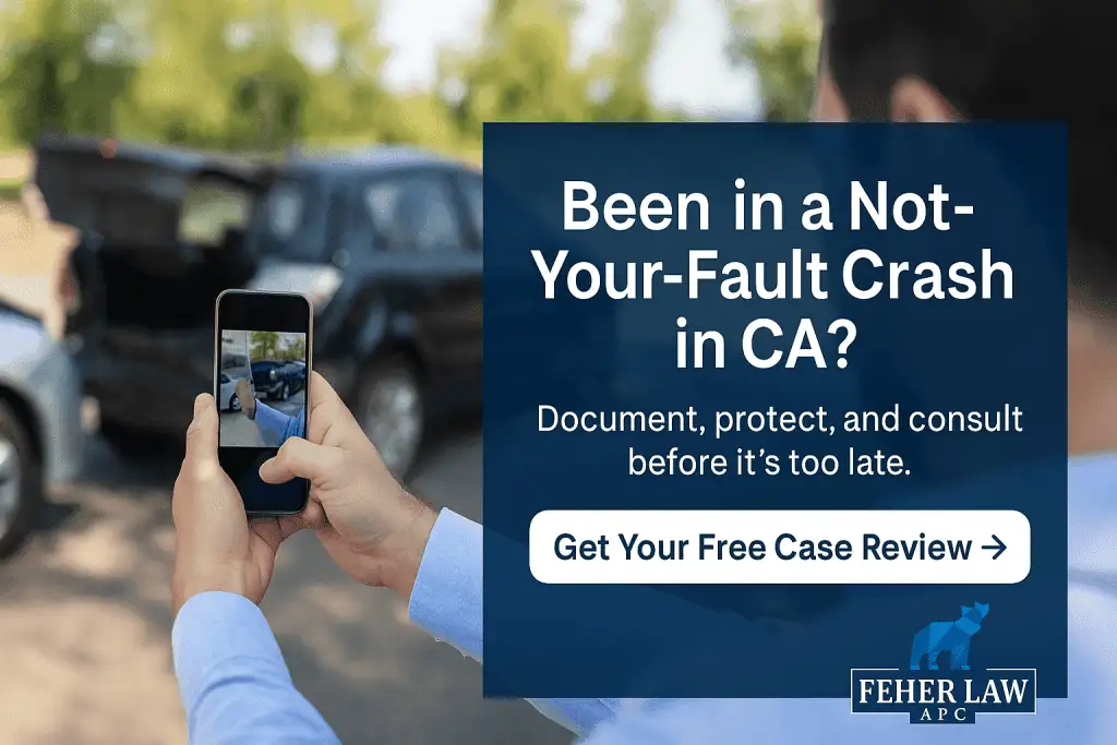 not your fault car crash image encouraging the reader to call for a free case review