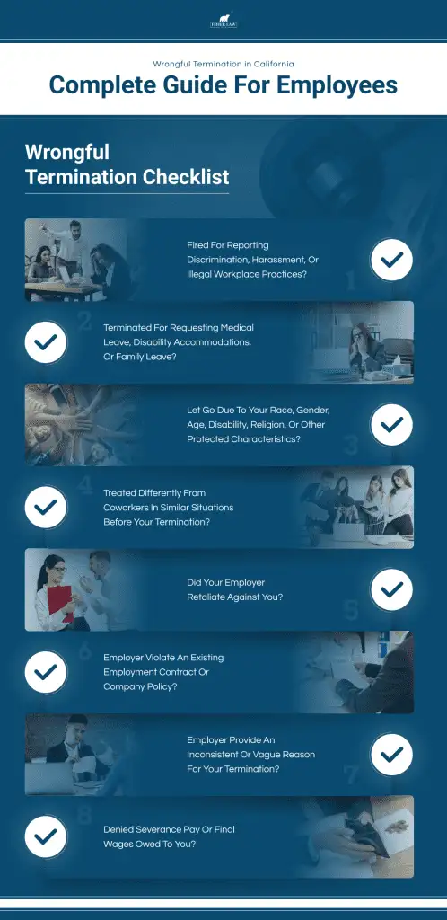 infographic walking through a wrongful termination checklist