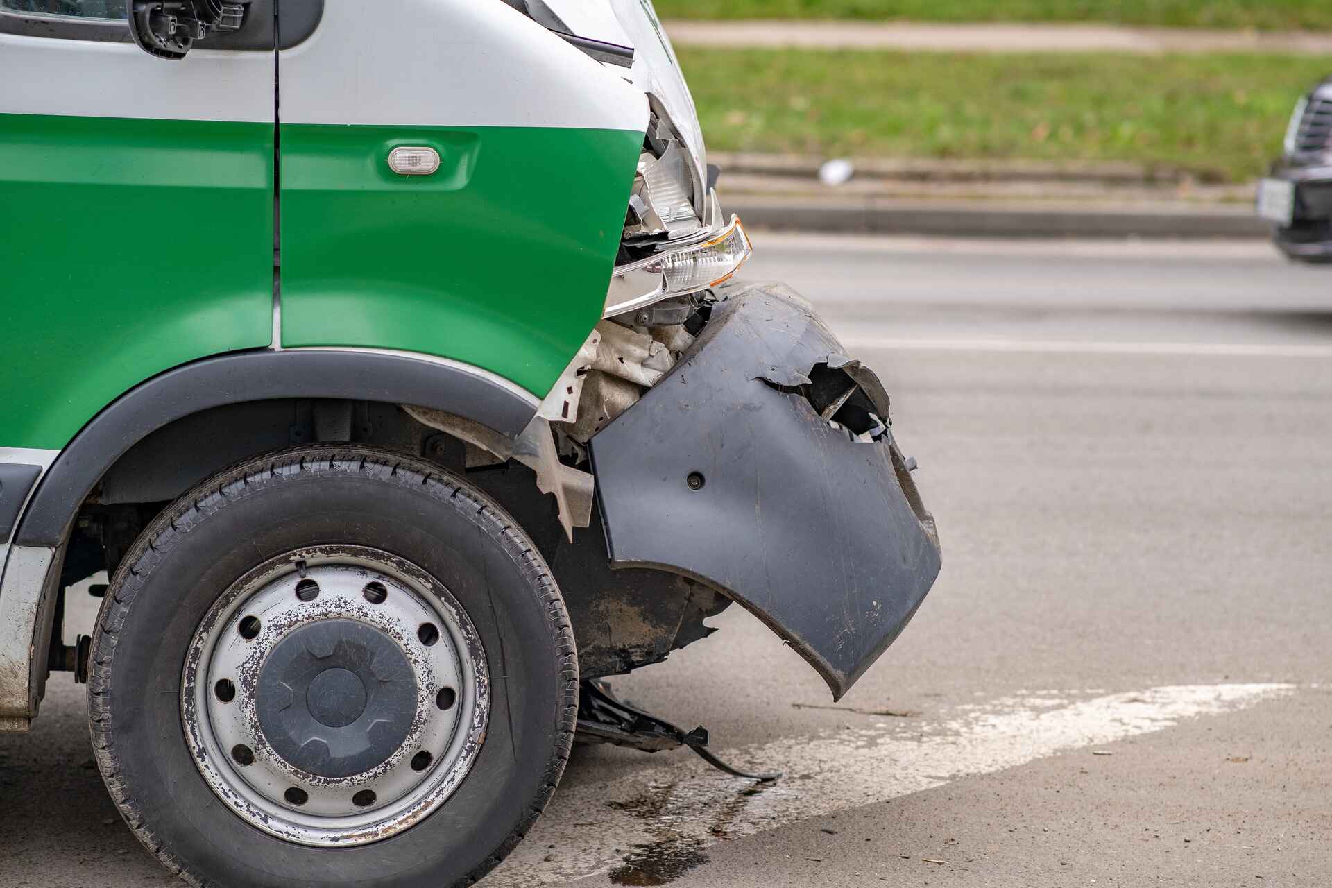 heavily damaged truck