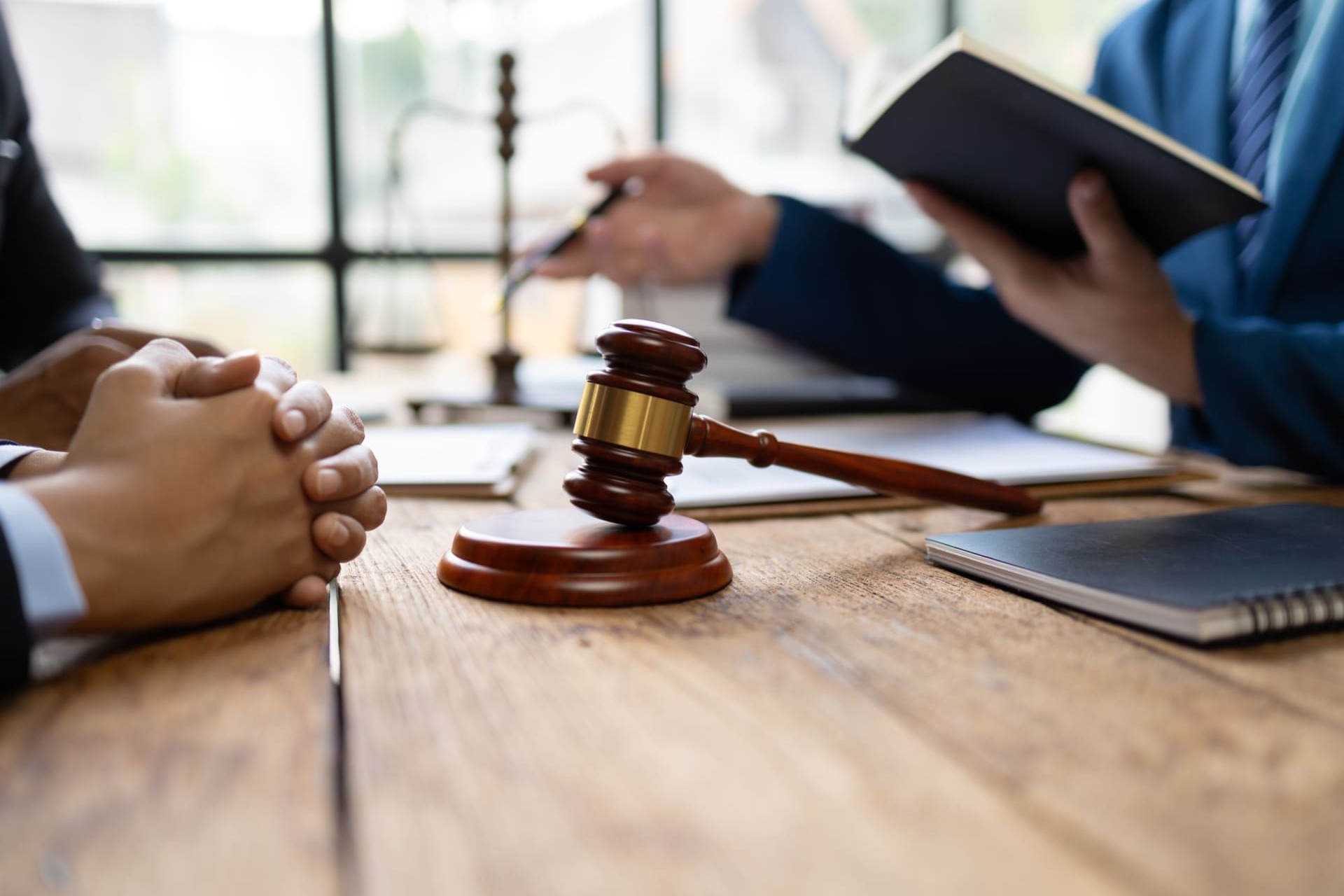 Lawyer reviewing case at office