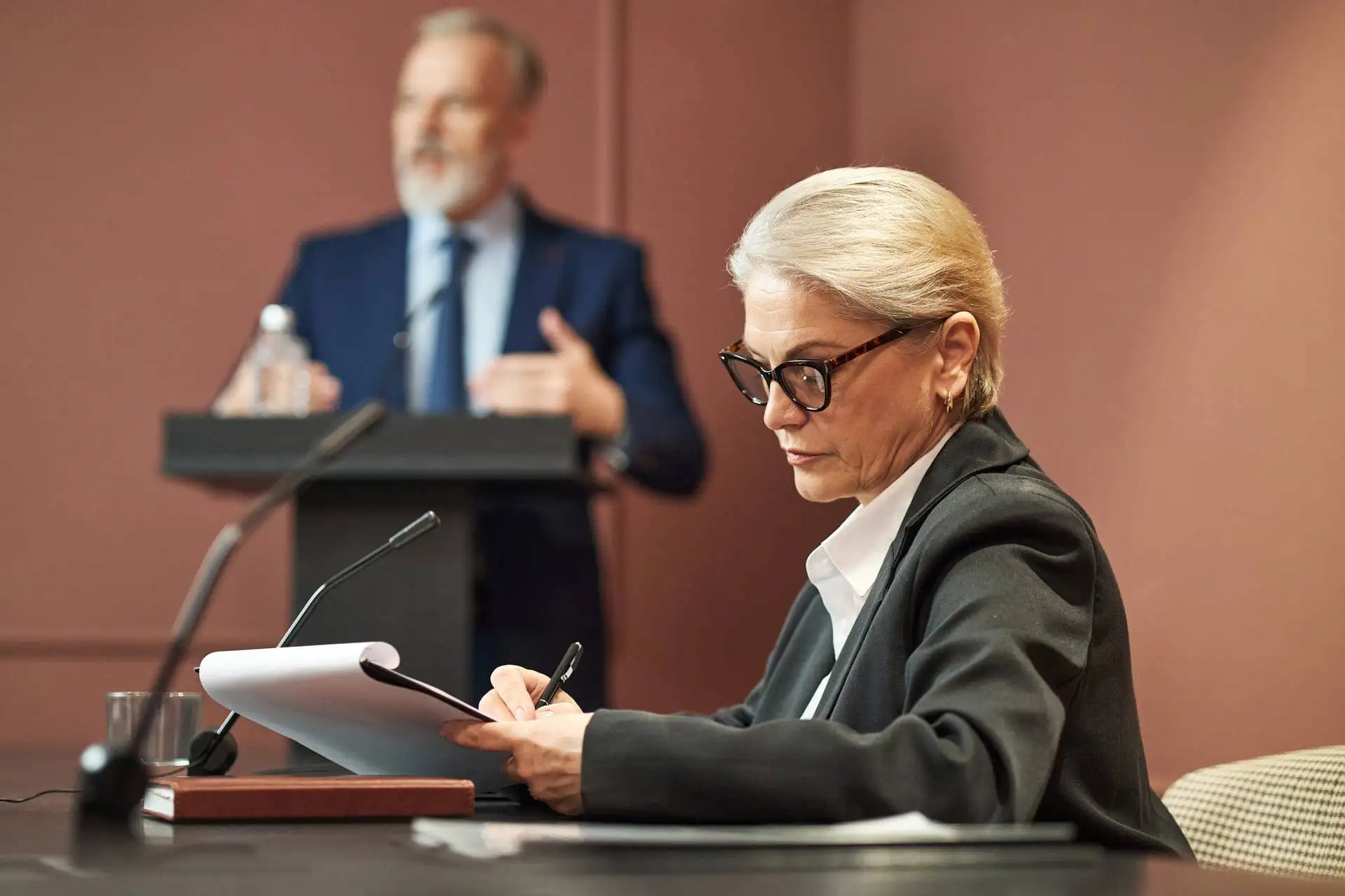 Female attorney in the courtroom