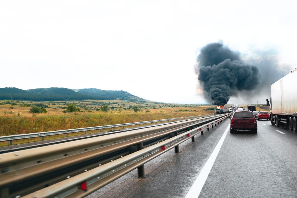 truck crash accident on a highway