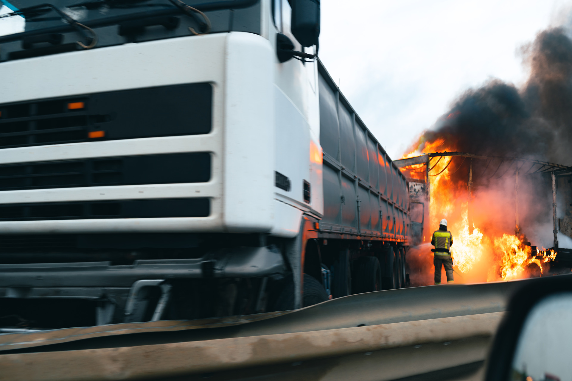 truck crash accident with fire