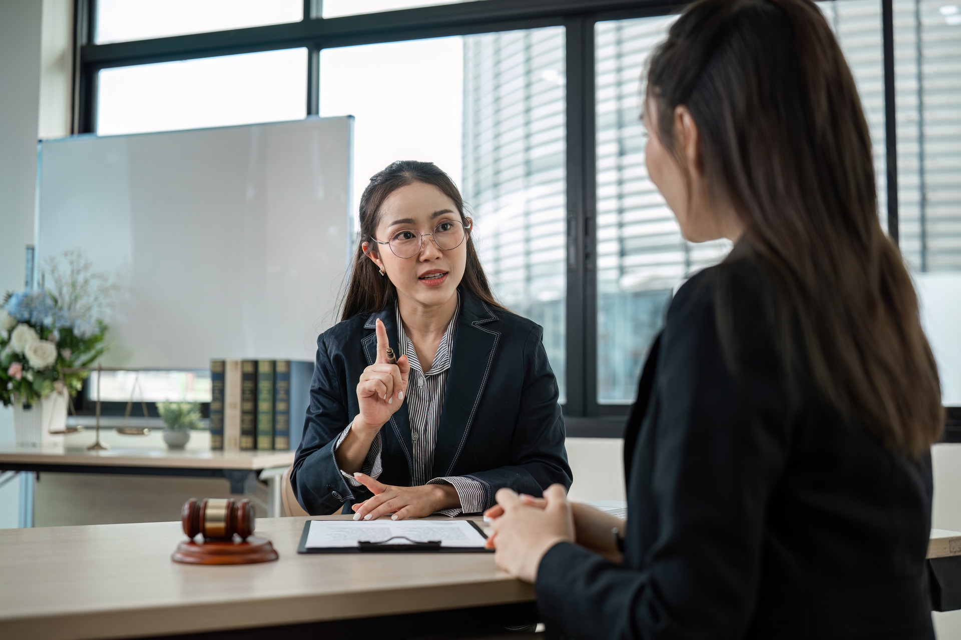 young lawyer advising client